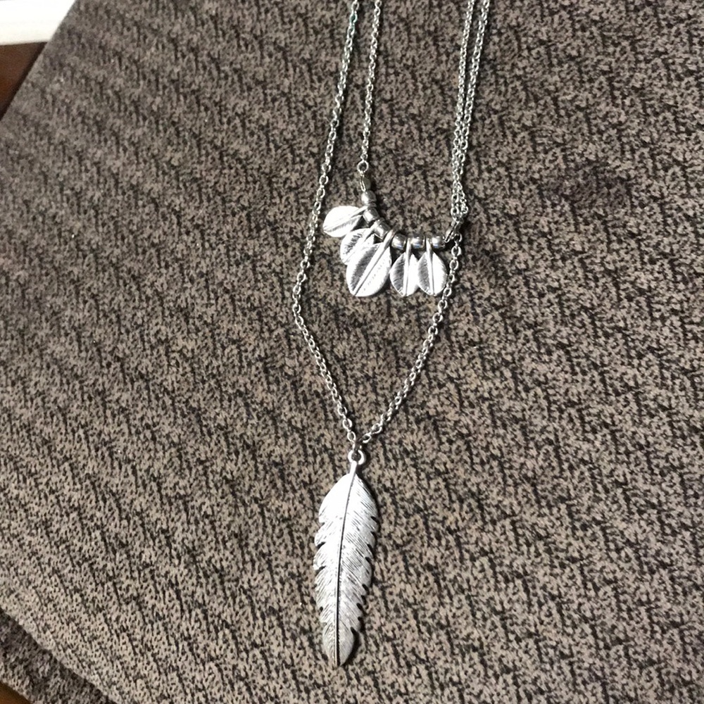 Long Layered Feather Necklace